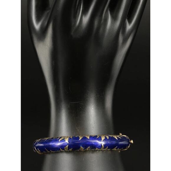 Vintage Cartier 18k Gold Blue Enamel Bangle Bracelet RARE - Picture 2 of 16